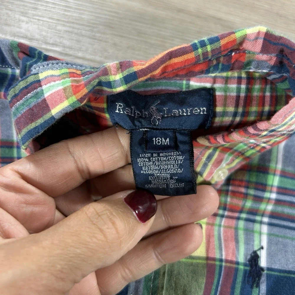 Ralph Lauren 18M Lot Of‎ 2 Oxford And Plaid Button Down Classic Preppy